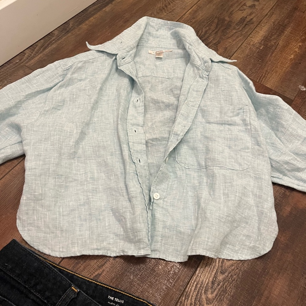 Linen cropped blouse banana republic